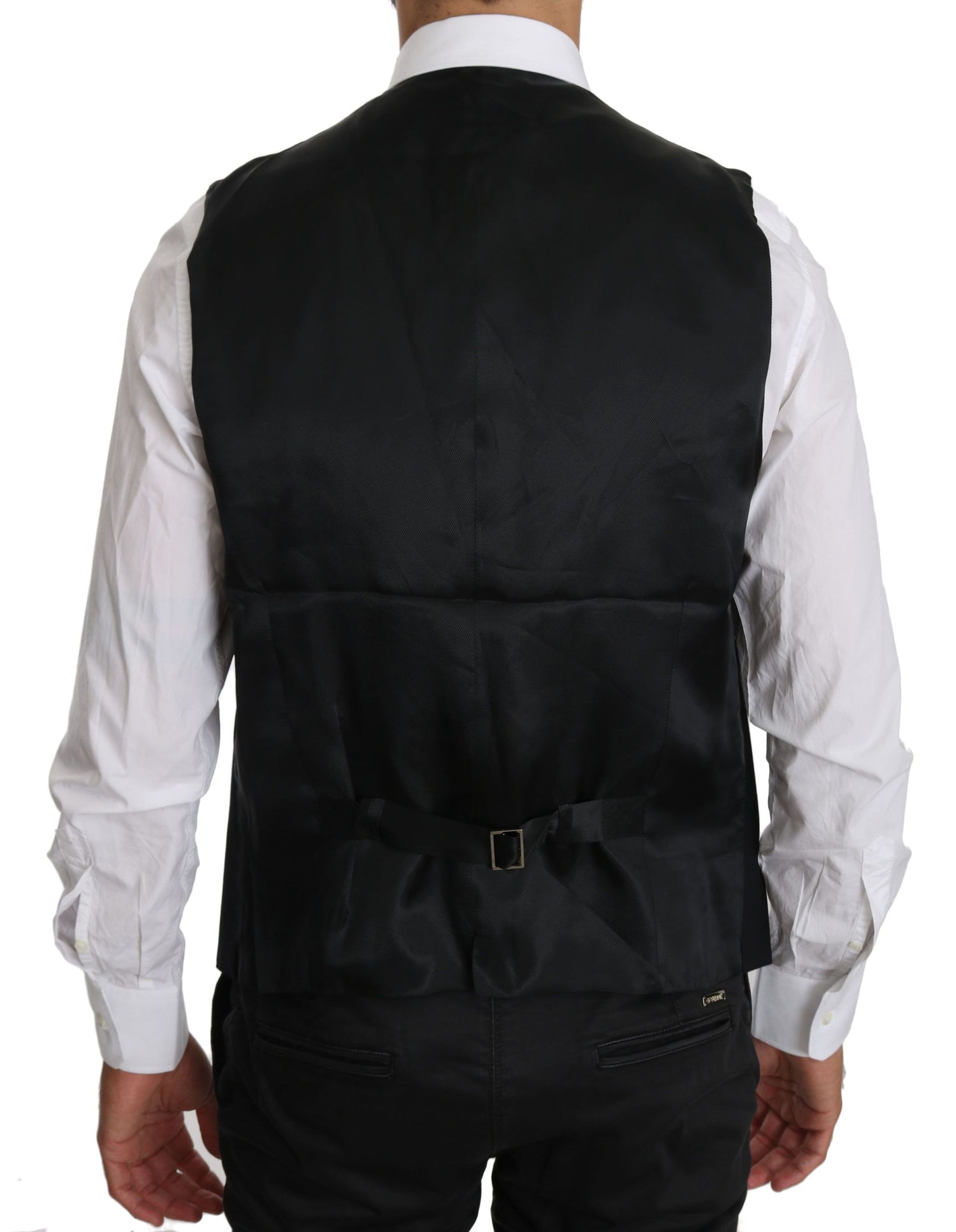 Dolce &amp; Gabbana Sleek Black Cotton Blend Dress Vest