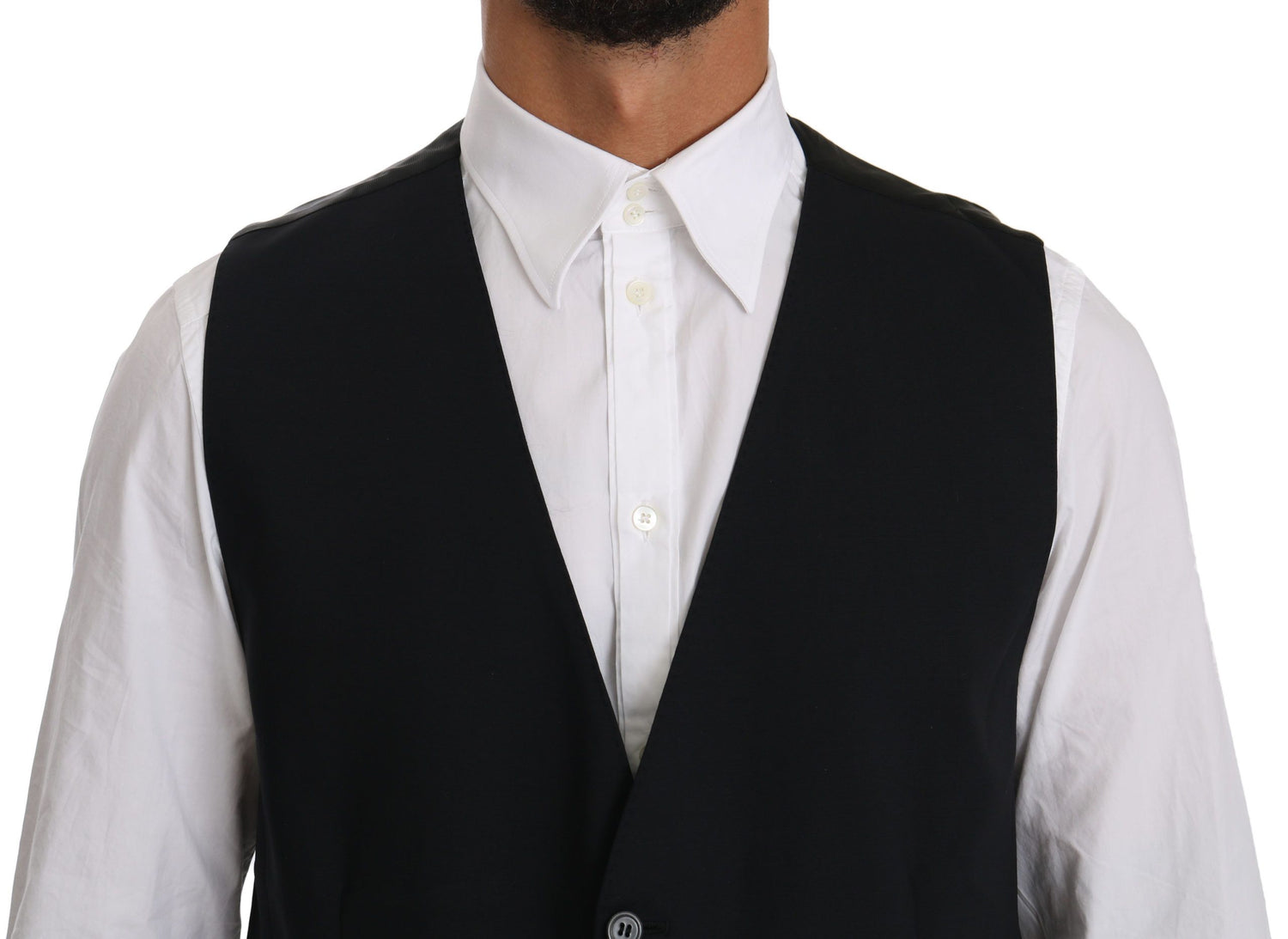 Dolce &amp; Gabbana Sleek Black Cotton Blend Dress Vest