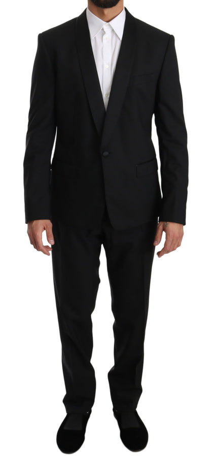 Dolce &amp; Gabbana Elegant Black Slim Fit Martini Suit Set