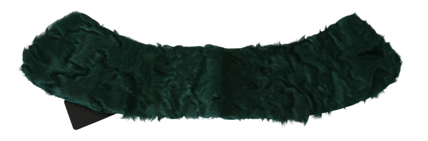 Dolce &amp; Gabbana Elegant Lambskin Fur Scarf in Lush Green