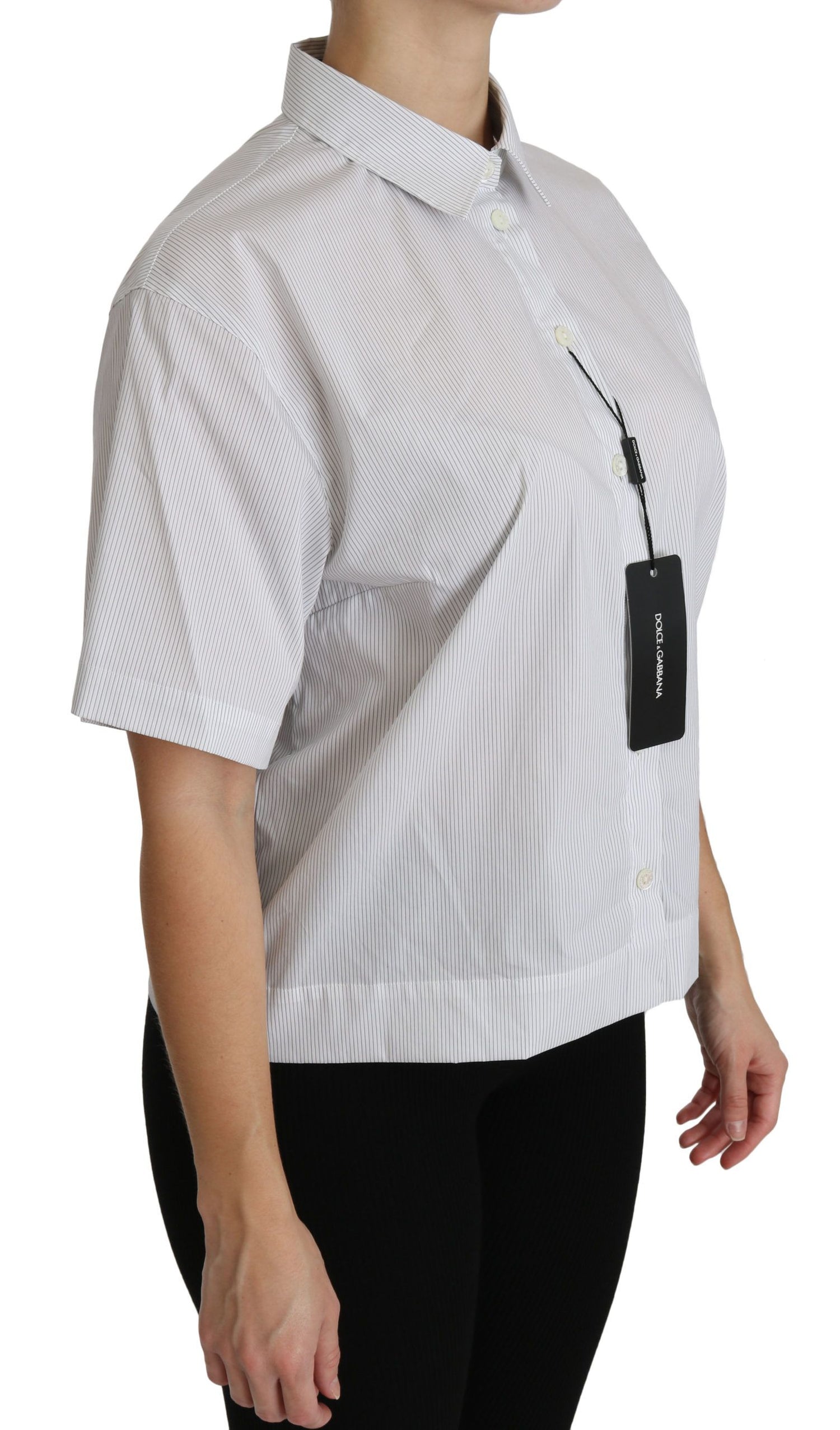 Dolce &amp; Gabbana Elegant White Cotton Polo Top