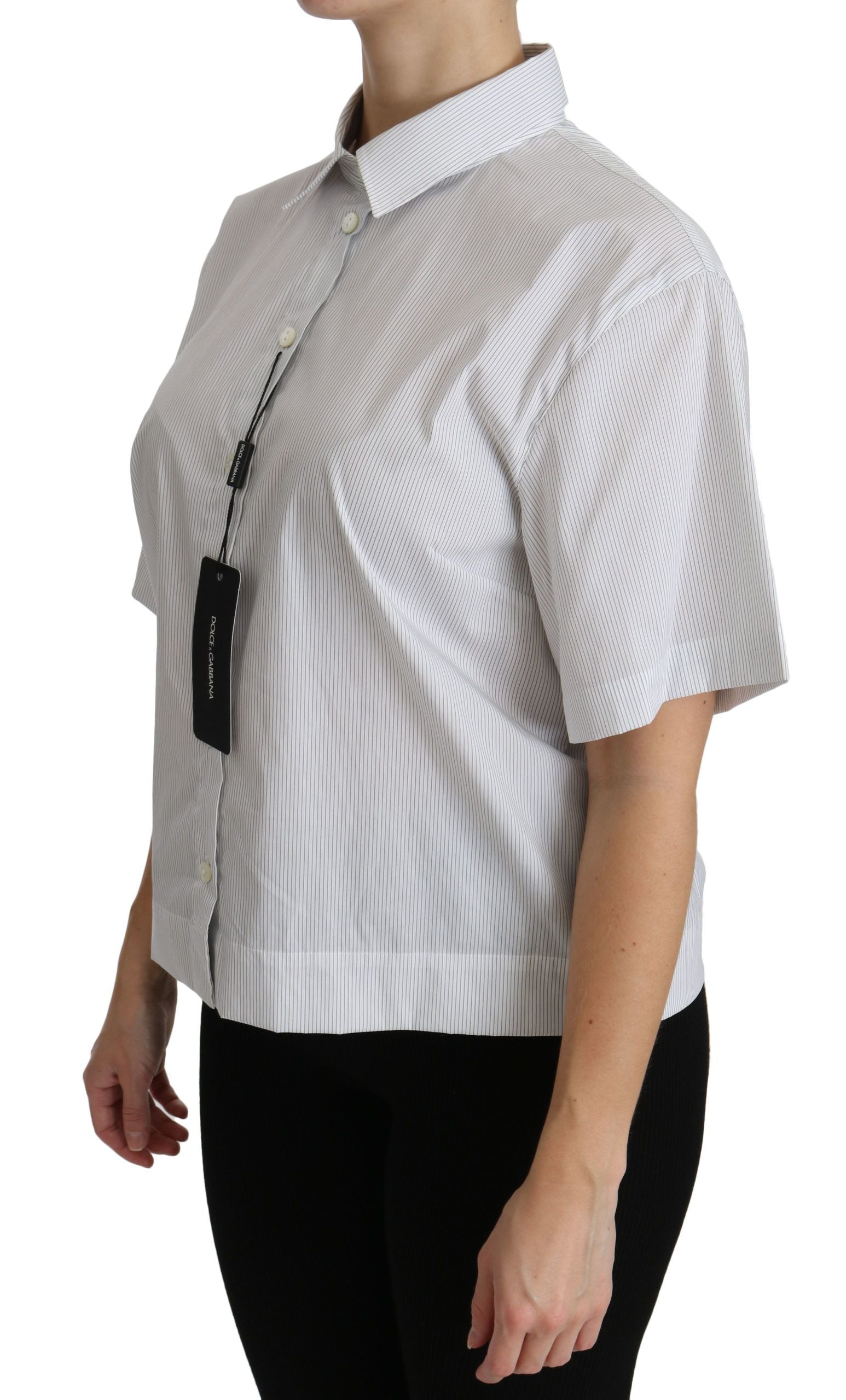 Dolce &amp; Gabbana Elegant White Cotton Polo Top