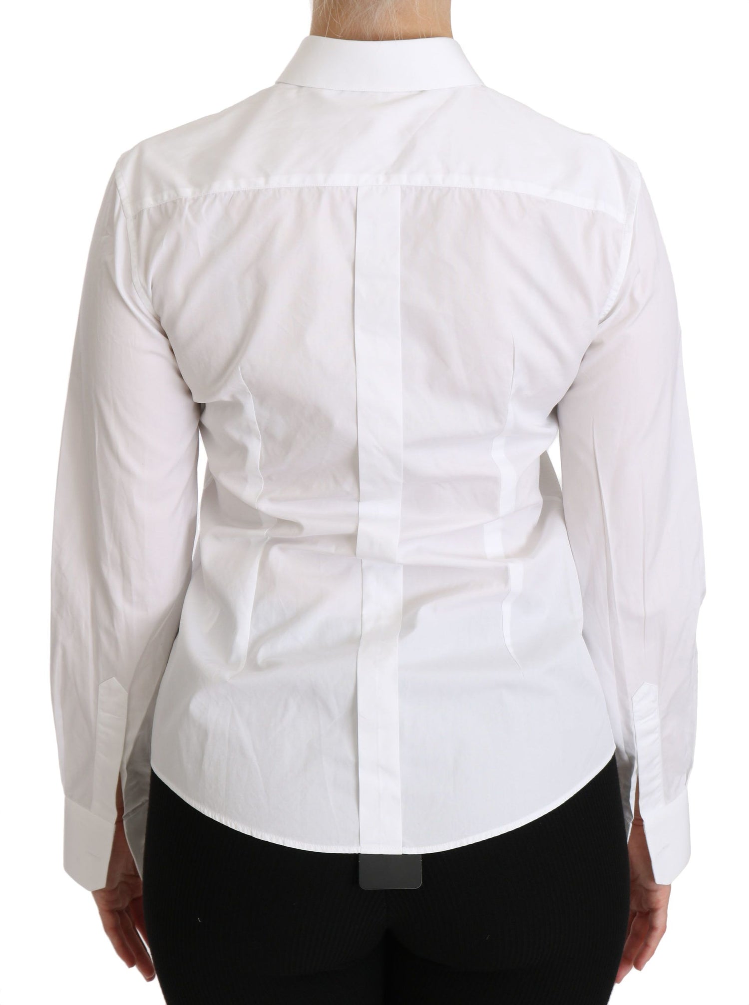 Dolce &amp; Gabbana Elegant White Collared Long Sleeve Polo Top