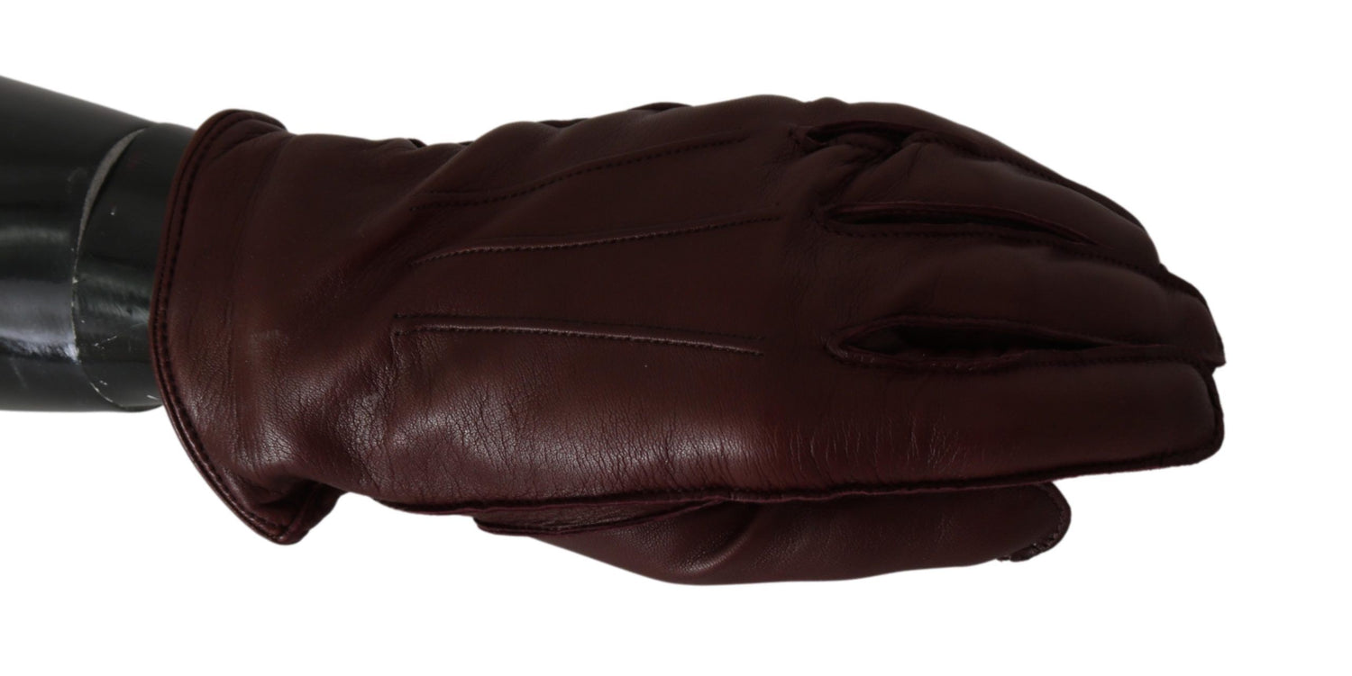 Dolce &amp; Gabbana Elegant Maroon Wrist-Length Lambskin Gloves