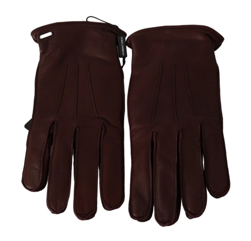 Dolce &amp; Gabbana Elegant Maroon Wrist-Length Lambskin Gloves