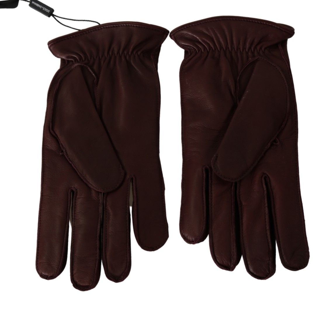 Dolce &amp; Gabbana Elegant Maroon Wrist-Length Lambskin Gloves