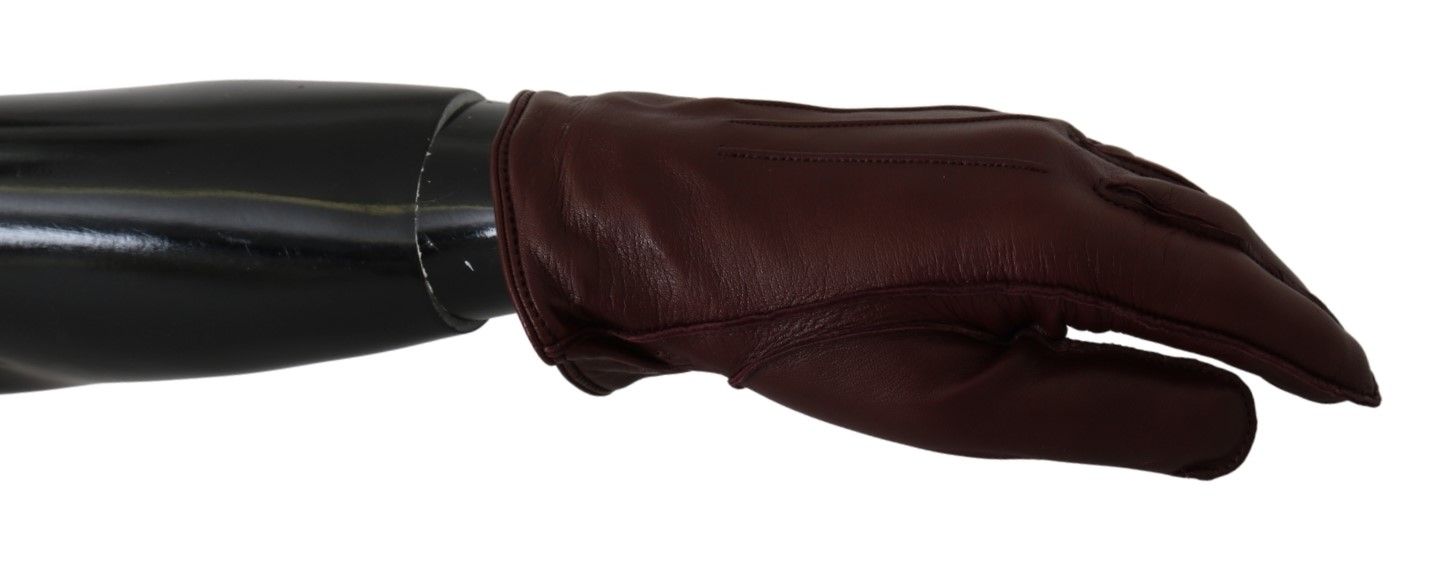 Dolce &amp; Gabbana Elegant Maroon Wrist-Length Lambskin Gloves