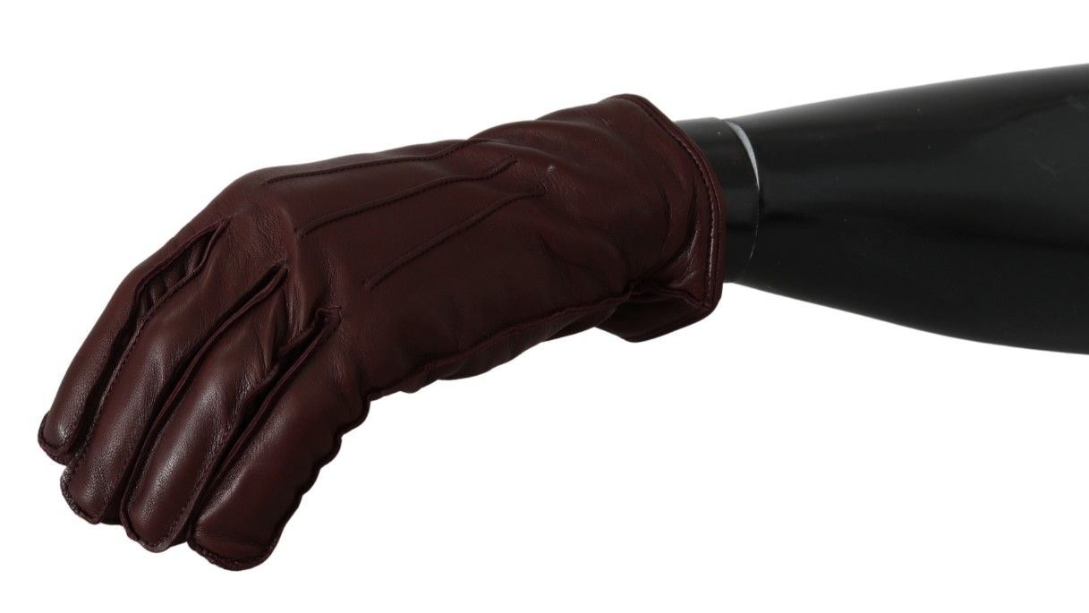 Dolce &amp; Gabbana Elegant Maroon Wrist-Length Lambskin Gloves