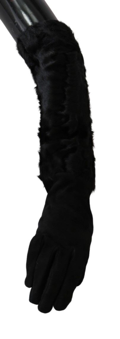 Dolce &amp; Gabbana Elegant Elbow Length Suede Gloves