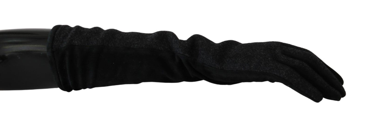 Dolce &amp; Gabbana Elegant Mid-Length Wool Gloves in Black