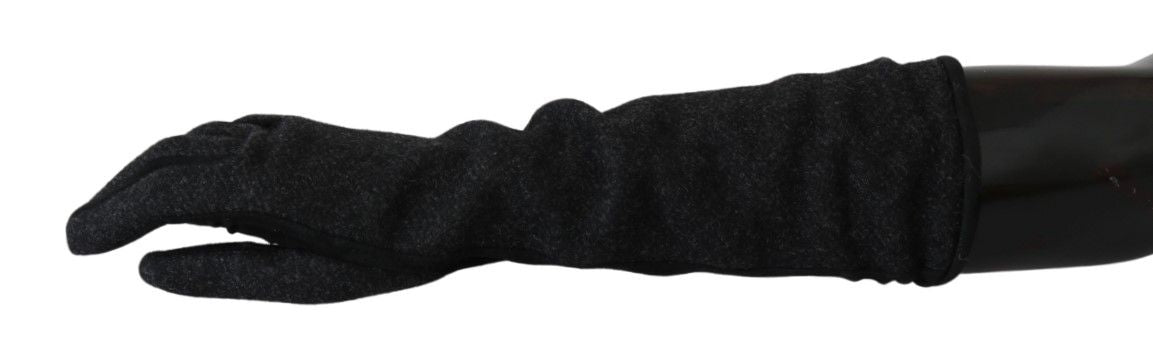 Dolce &amp; Gabbana Elegant Mid-Length Wool Gloves in Black