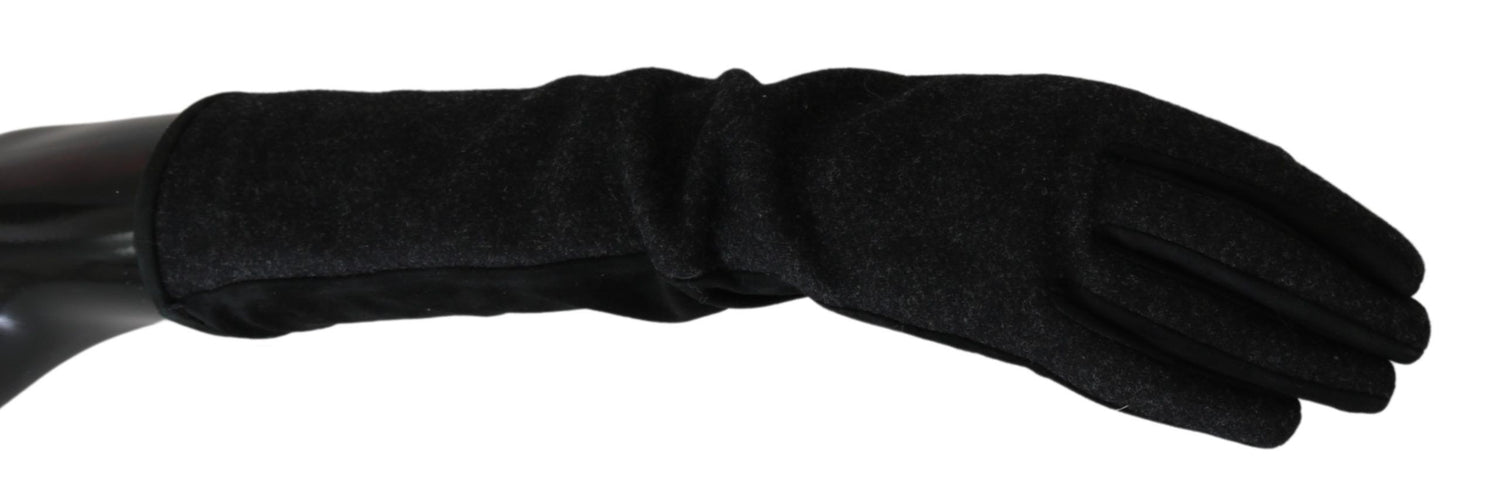 Dolce &amp; Gabbana Elegant Mid-Length Wool Gloves in Black