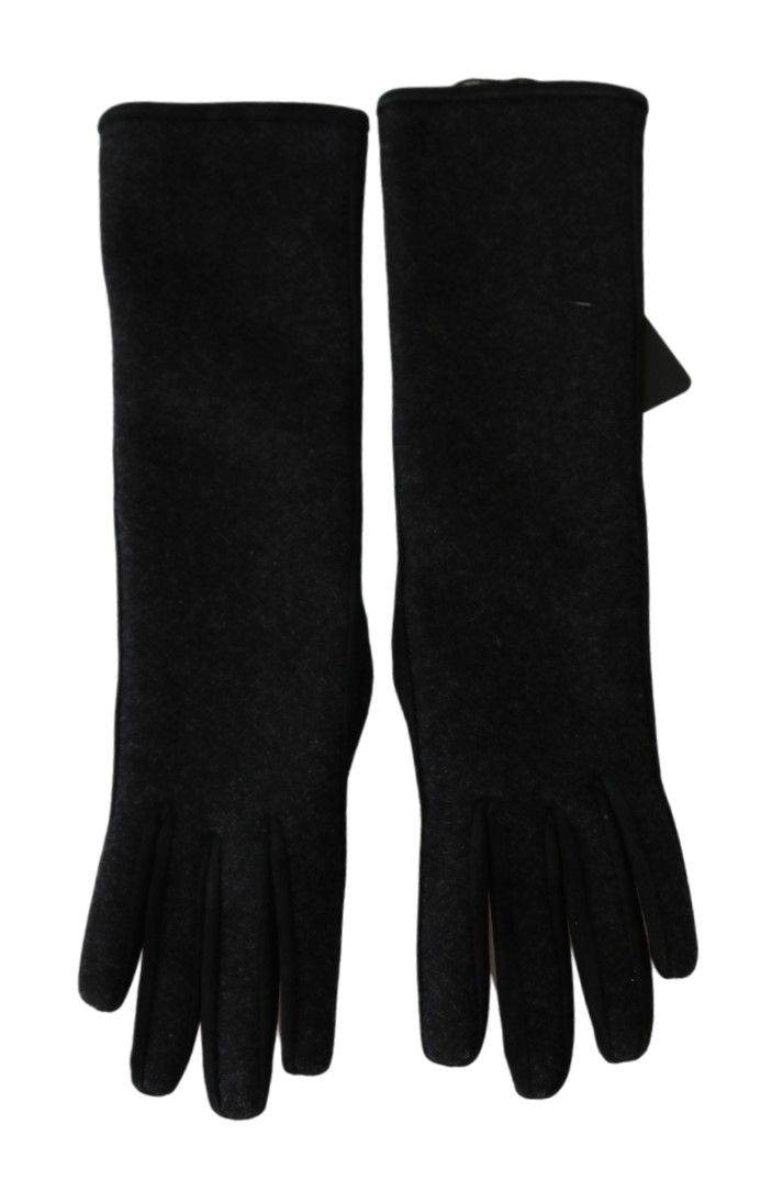 Dolce &amp; Gabbana Elegant Mid-Length Wool Gloves in Black