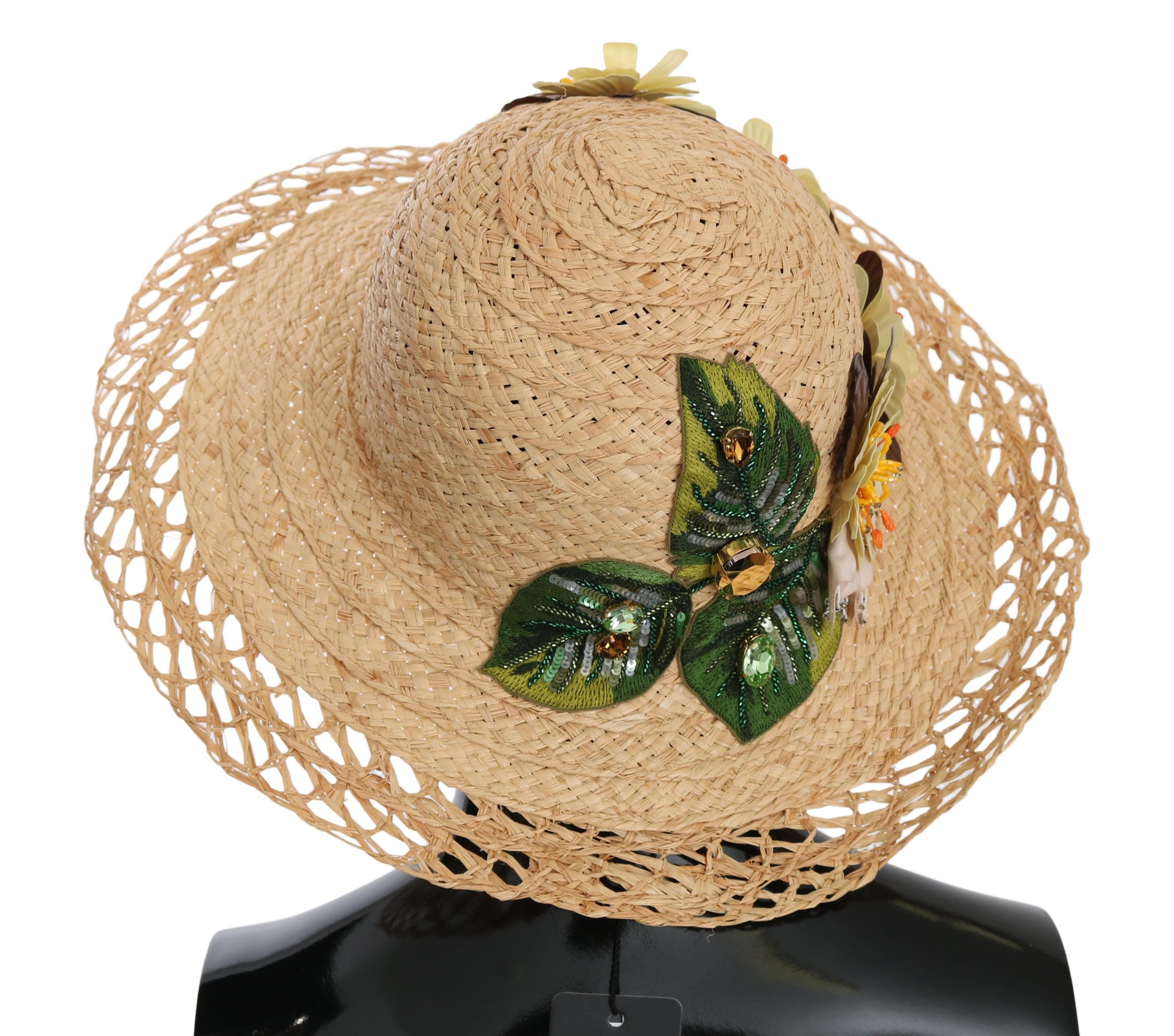 Dolce &amp; Gabbana Elegant Beige Floral Bucket Hat