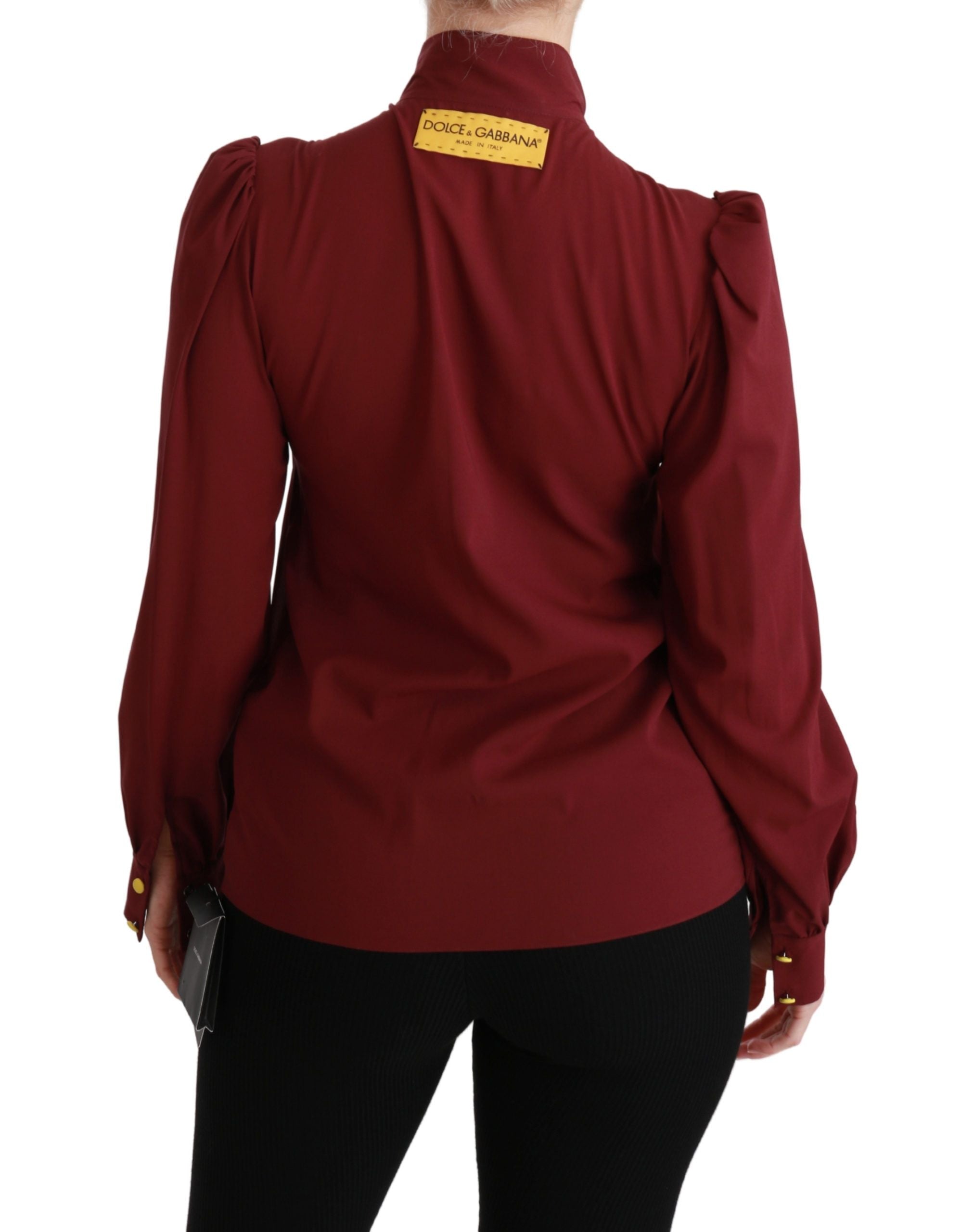 Dolce &amp; Gabbana Elegant Maroon Silk Blend Polo Blouse