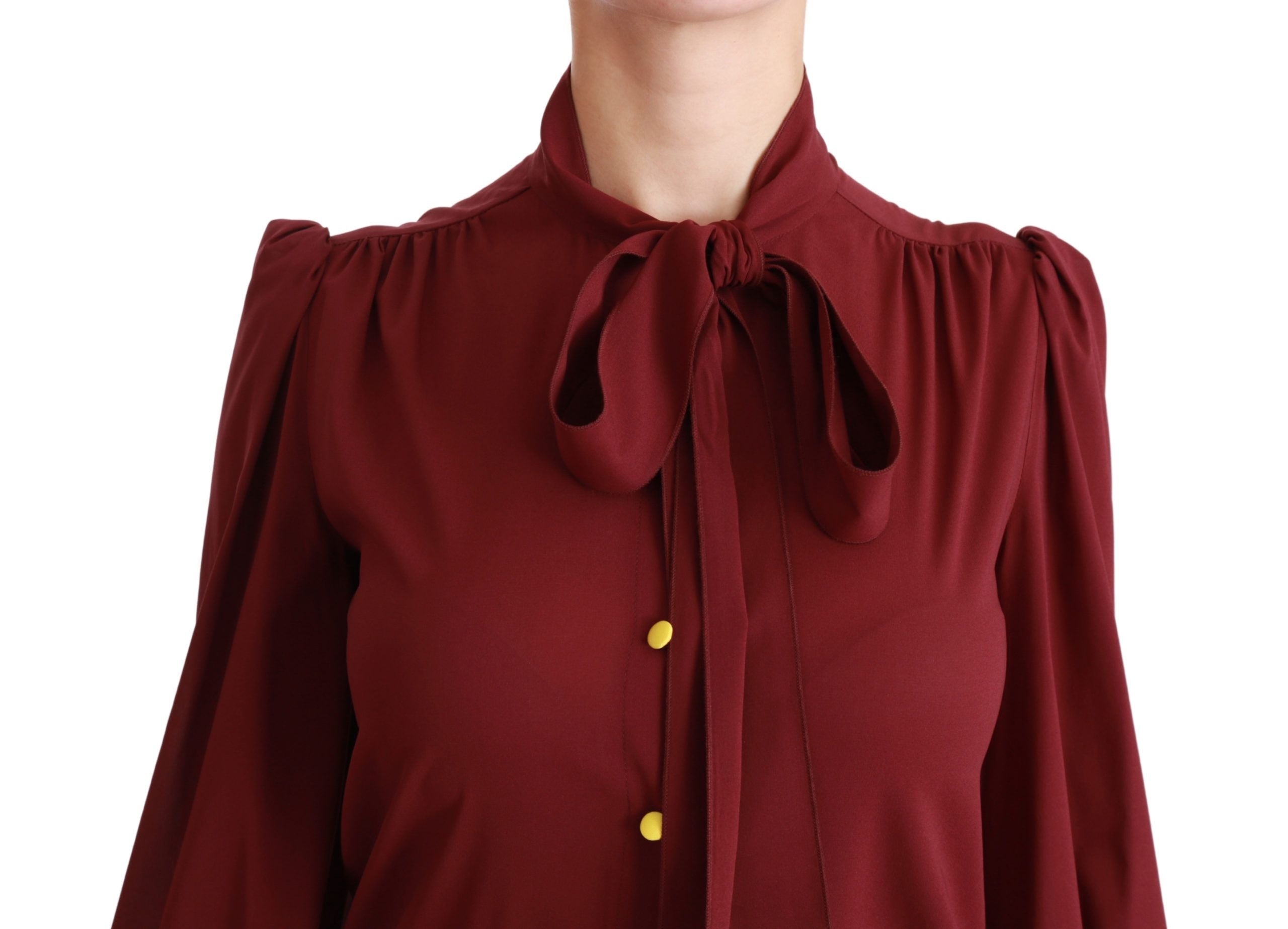 Dolce &amp; Gabbana Elegant Maroon Silk Blend Polo Blouse