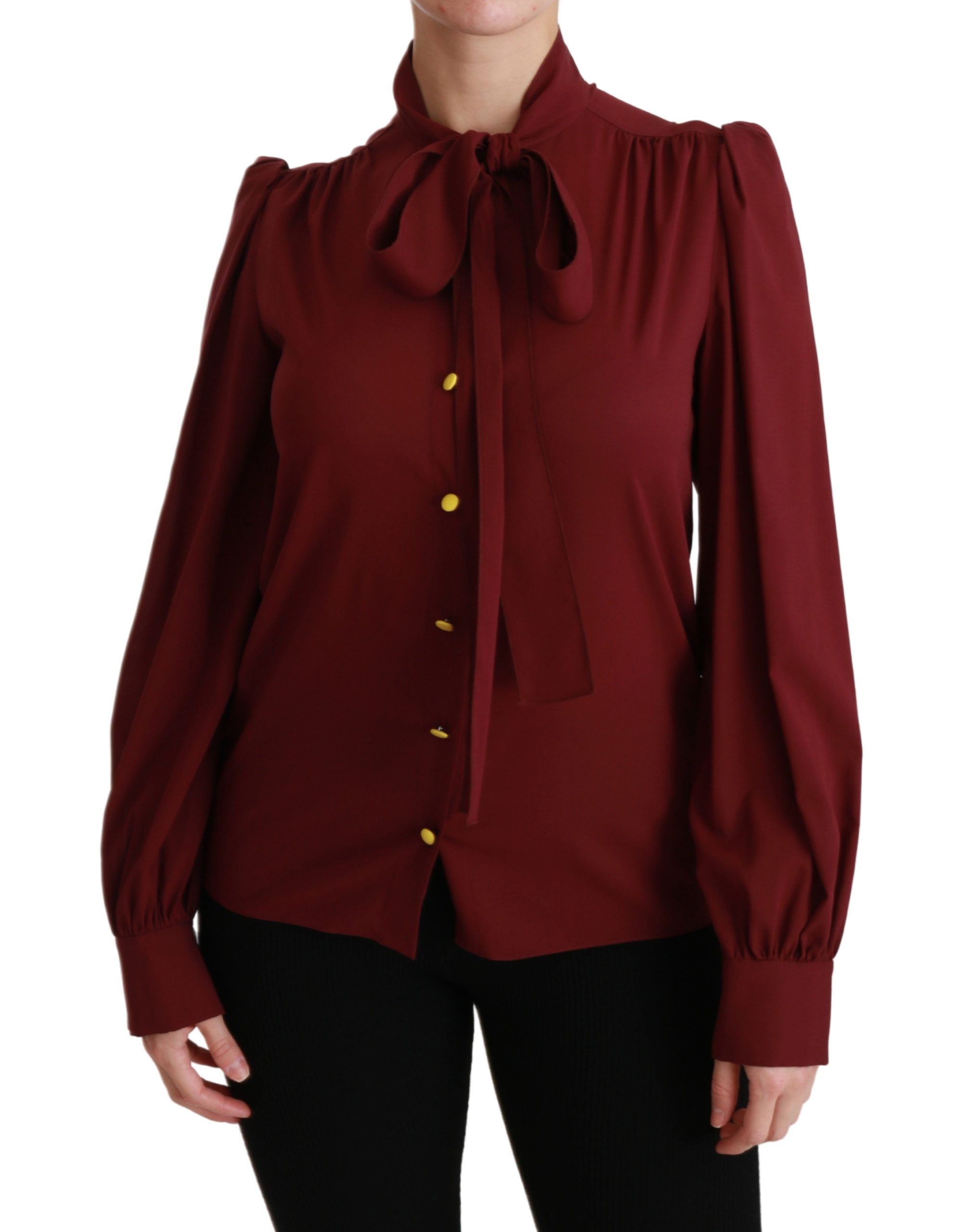 Dolce &amp; Gabbana Elegant Maroon Silk Blend Polo Blouse