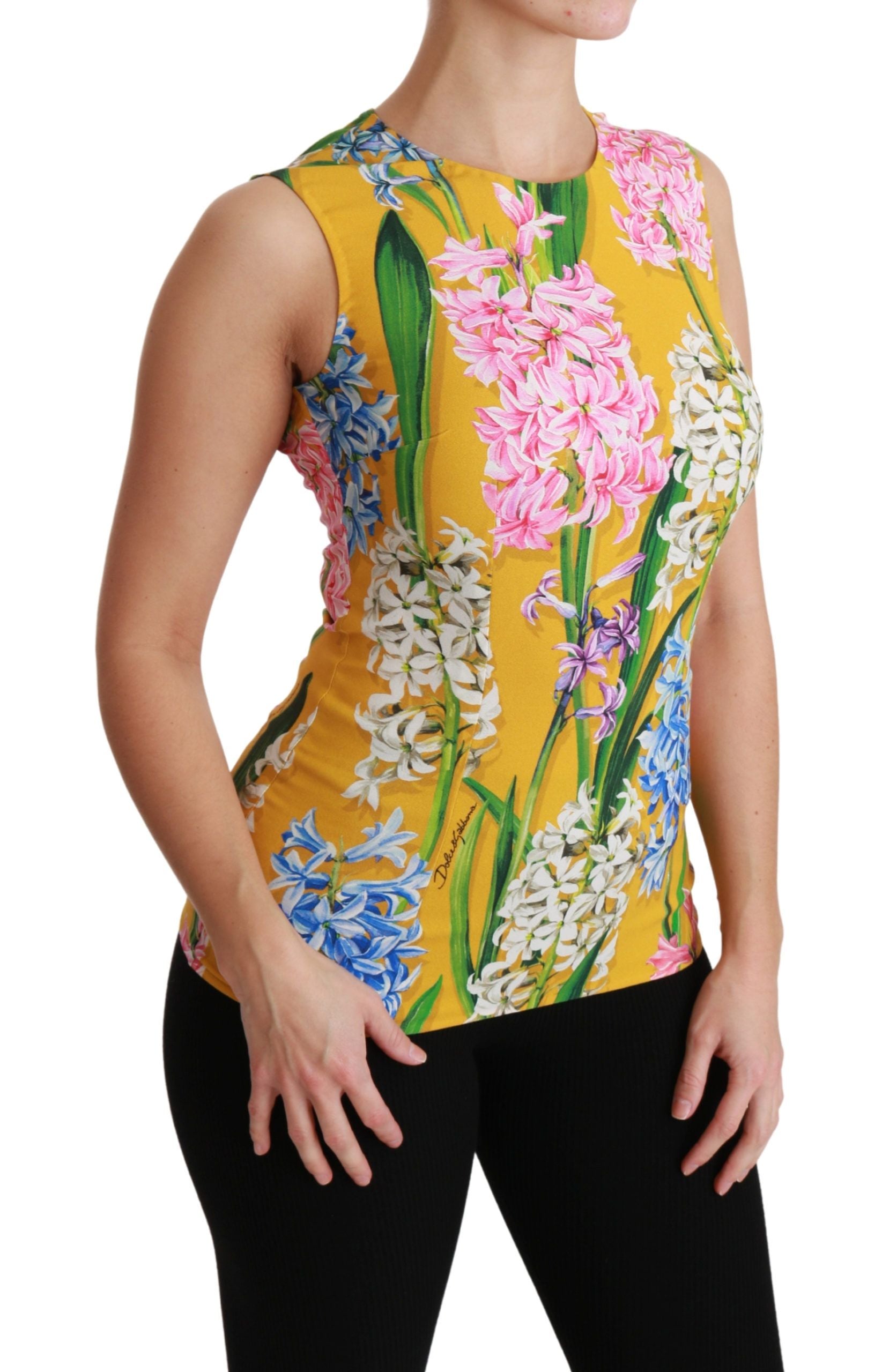 Dolce &amp; Gabbana Sunshine Floral Crewneck Sleeveless Blouse