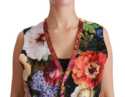 Dolce &amp; Gabbana Multicolor Brocade Floral Sleeveless Vest