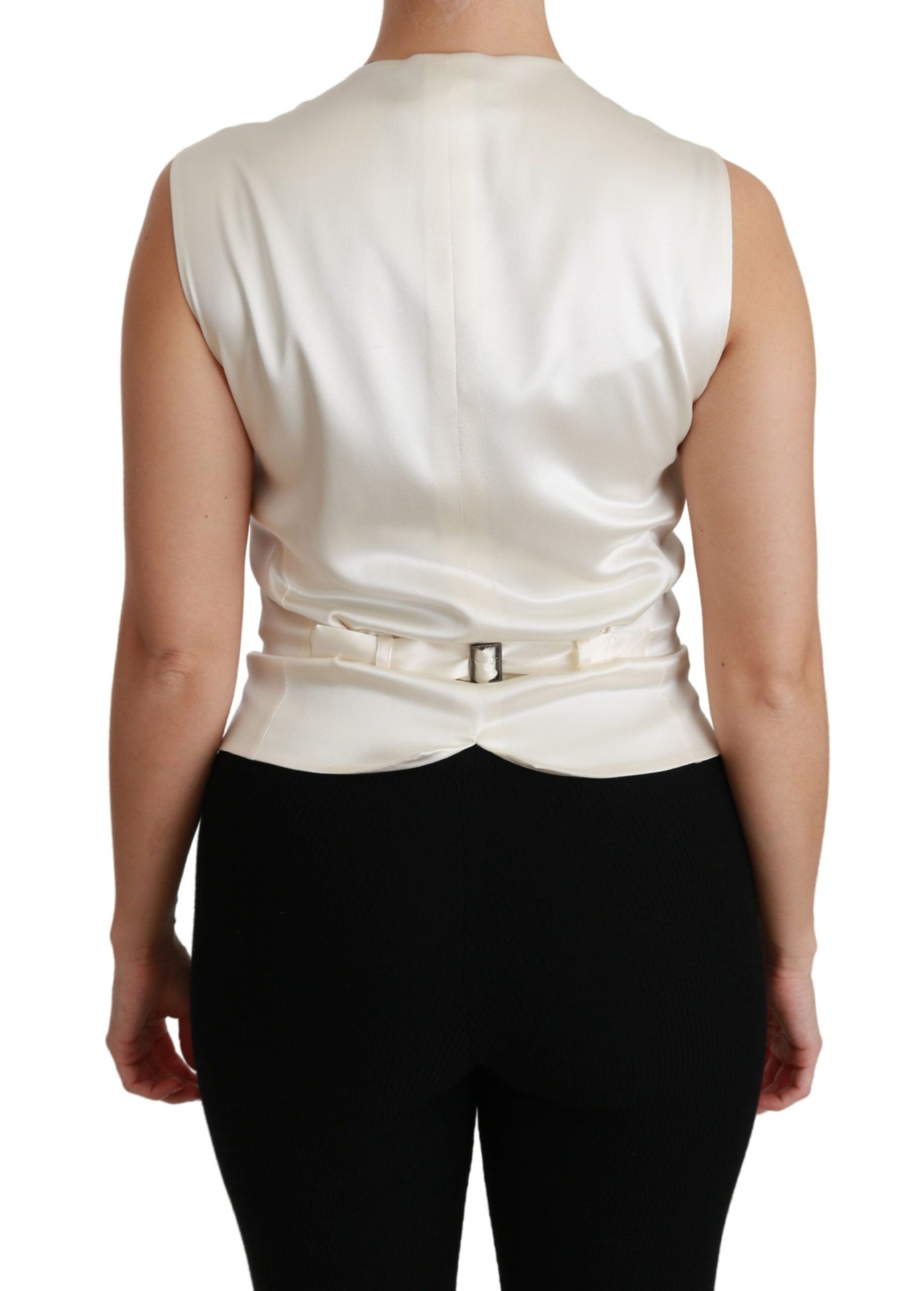 Dolce &amp; Gabbana Elegant Silk Sleeveless Vest in Black &amp; White