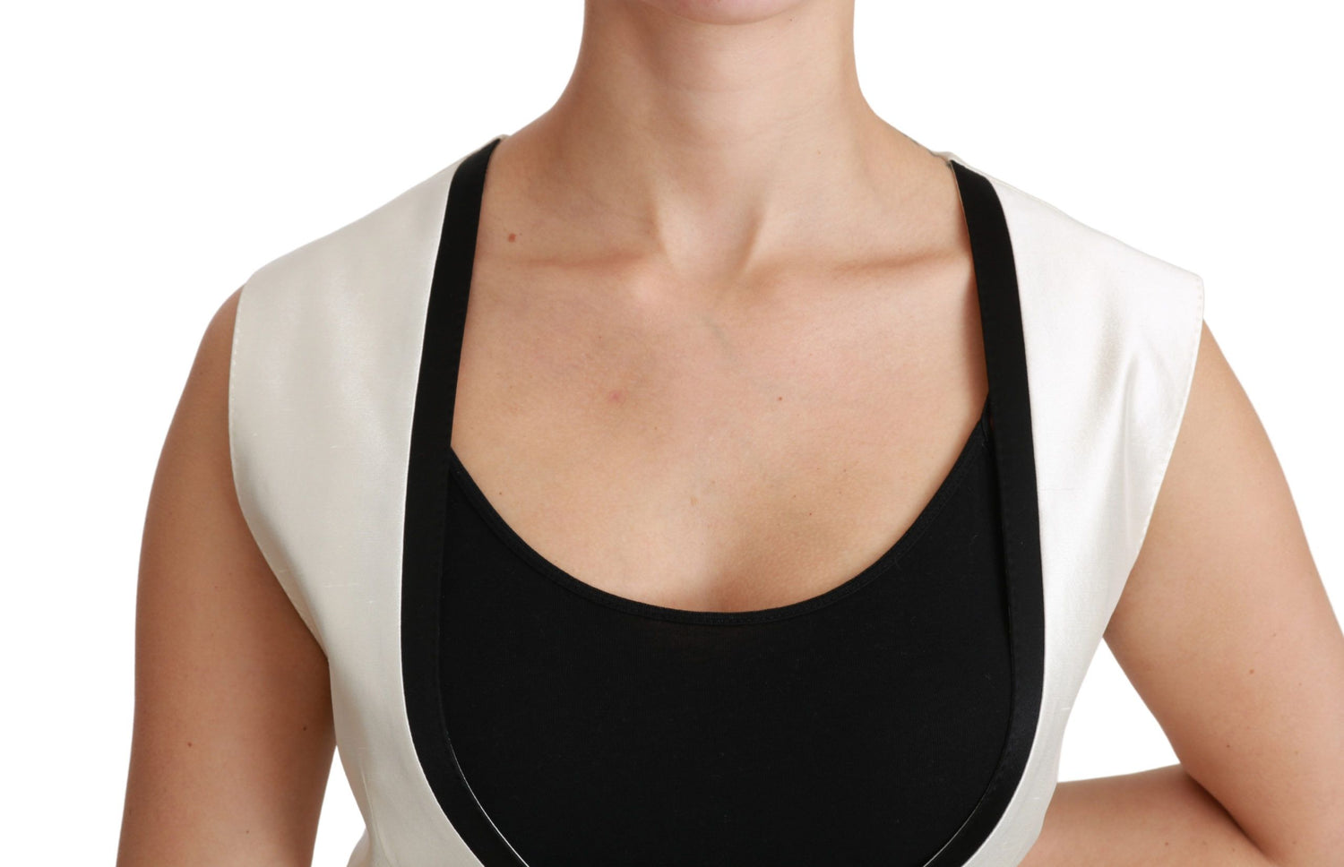 Dolce &amp; Gabbana Elegant Silk Sleeveless Vest in Black &amp; White