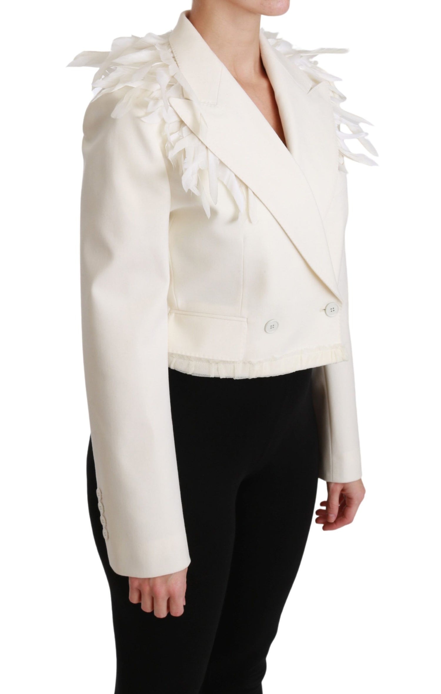 Dolce &amp; Gabbana Elegant White Double Breasted Blazer Jacket