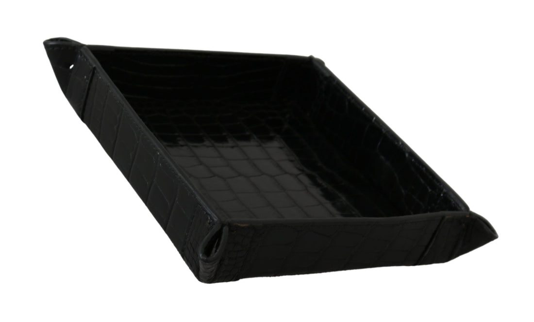 Dolce &amp; Gabbana Elegant Black Exotic Skin Entry Tray