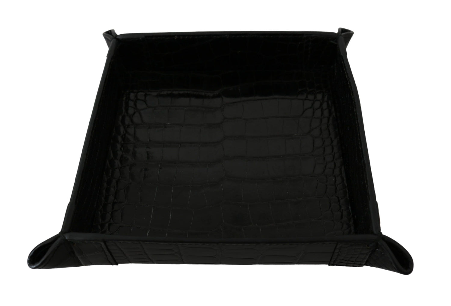 Dolce &amp; Gabbana Elegant Black Exotic Skin Entry Tray