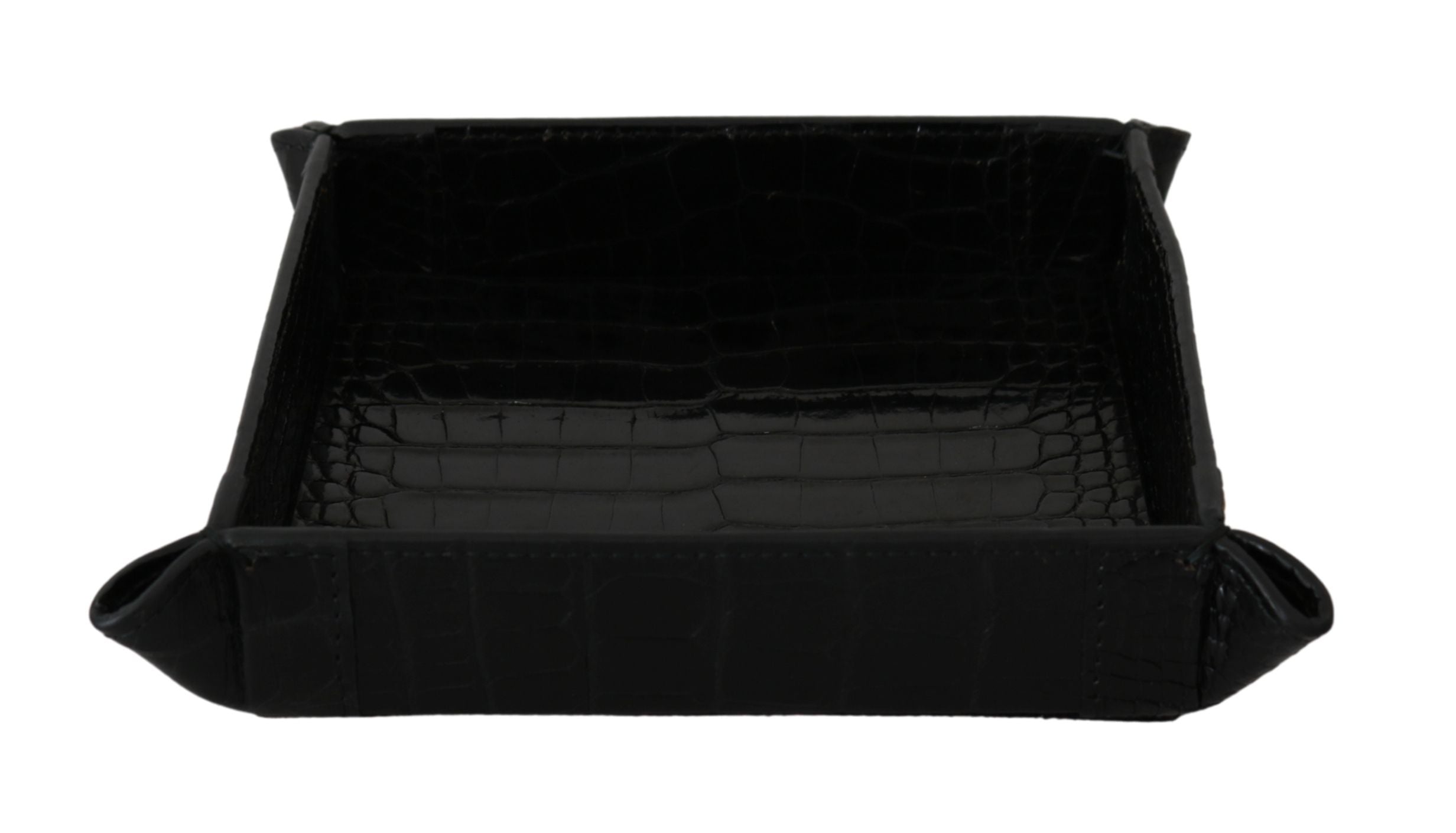 Dolce &amp; Gabbana Elegant Black Exotic Skin Entry Tray