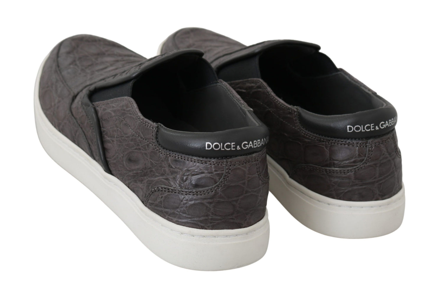 Dolce &amp; Gabbana Elegant Gray Caiman Leather Loafers