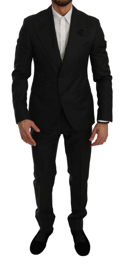 Dolce &amp; Gabbana Elegant Black Crystal-Embellished Two-Piece Suit