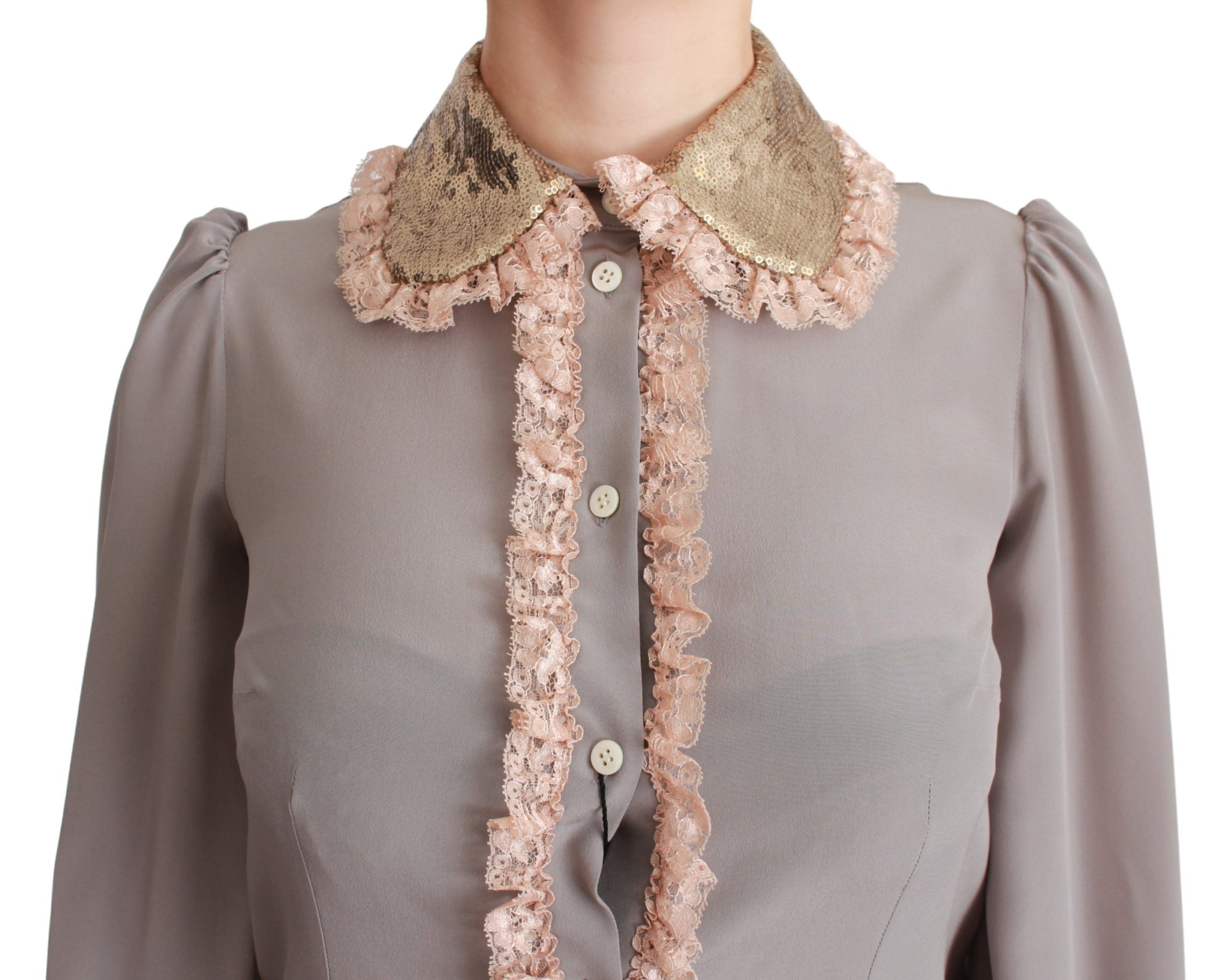 Dolce &amp; Gabbana Elegant Silk Blend Sequin Collar Shirt