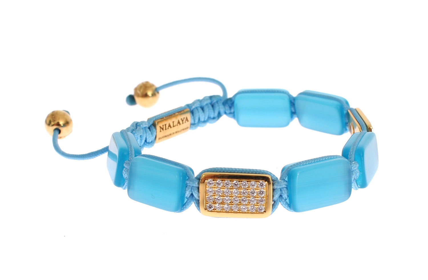 Nialaya Elegant Blue Opal &amp; Diamond-Studded Bracelet