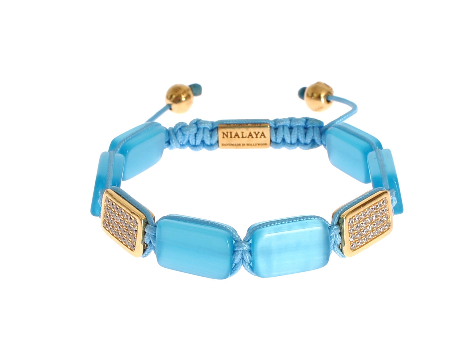 Nialaya Elegant Blue Opal &amp; Diamond-Studded Bracelet