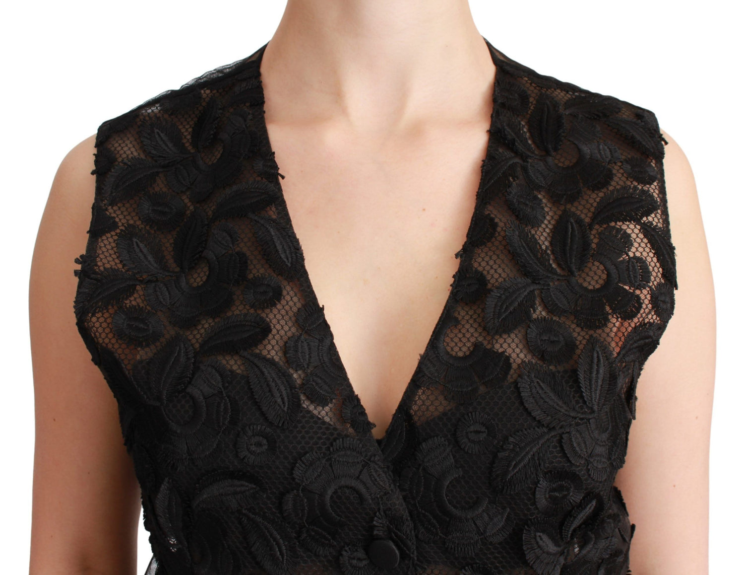 Dolce &amp; Gabbana Elegant Floral Black Silk Blend Vest