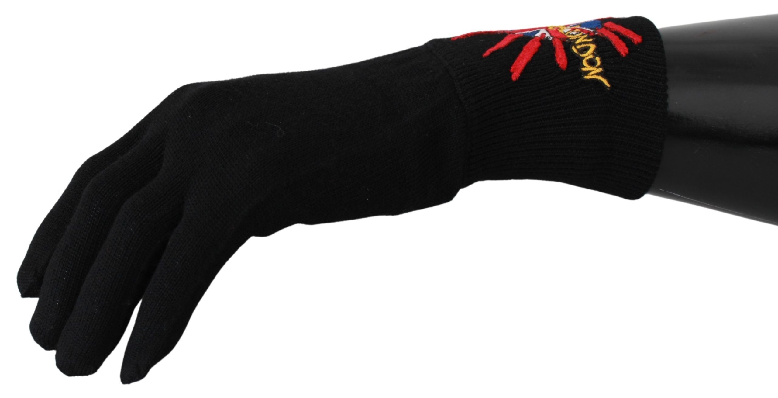 Dolce &amp; Gabbana Elegant Black Virgin Wool Unisex Gloves