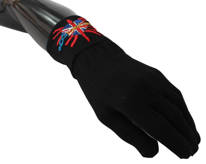 Dolce &amp; Gabbana Elegant Black Virgin Wool Unisex Gloves