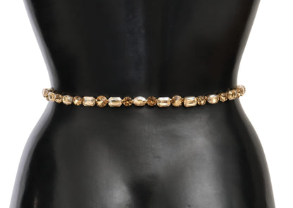 Dolce &amp; Gabbana Champagne Crystal Embellished Leather Belt