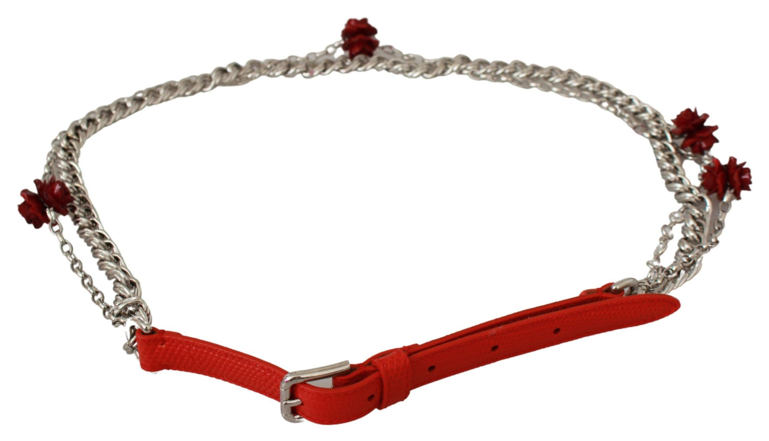 Dolce &amp; Gabbana Elegant Floral Rose Waist Belt in Vibrant Red