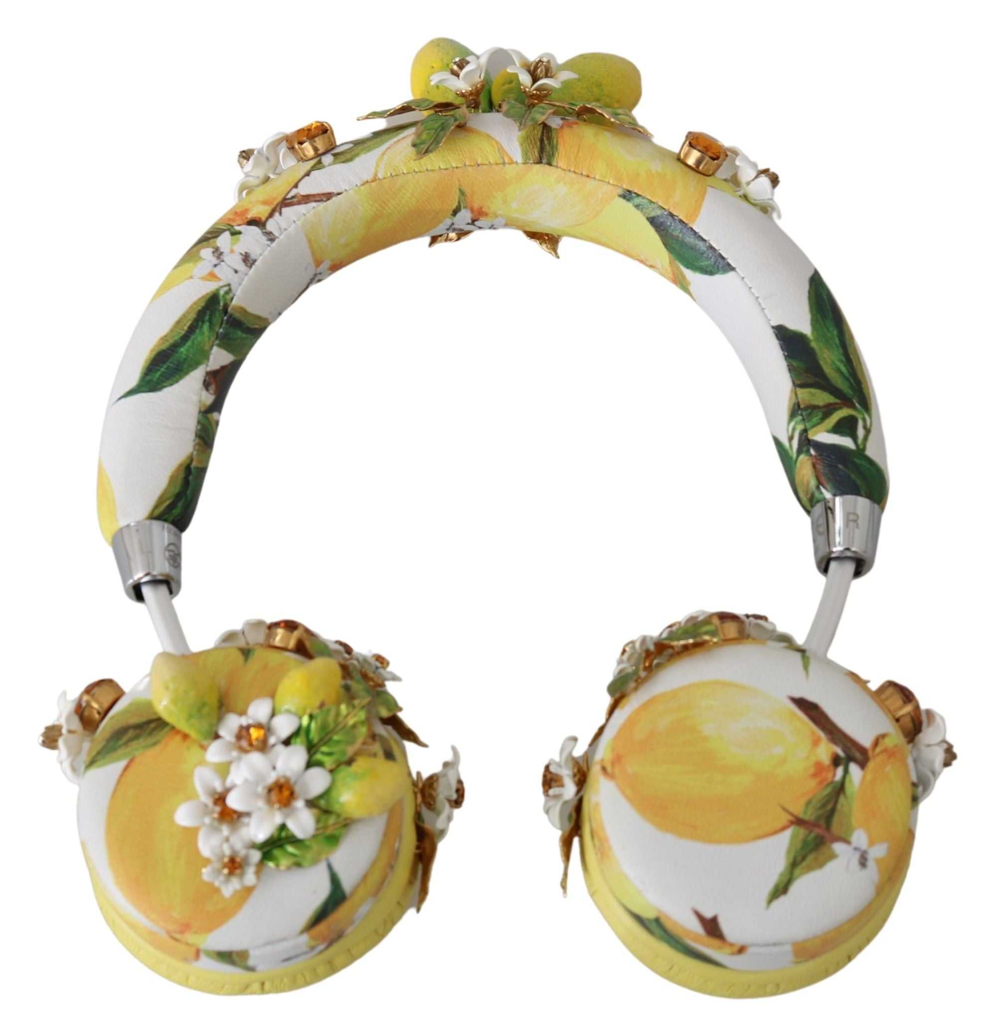 Dolce &amp; Gabbana Glamorous Gold-Embellished Leather Headphones