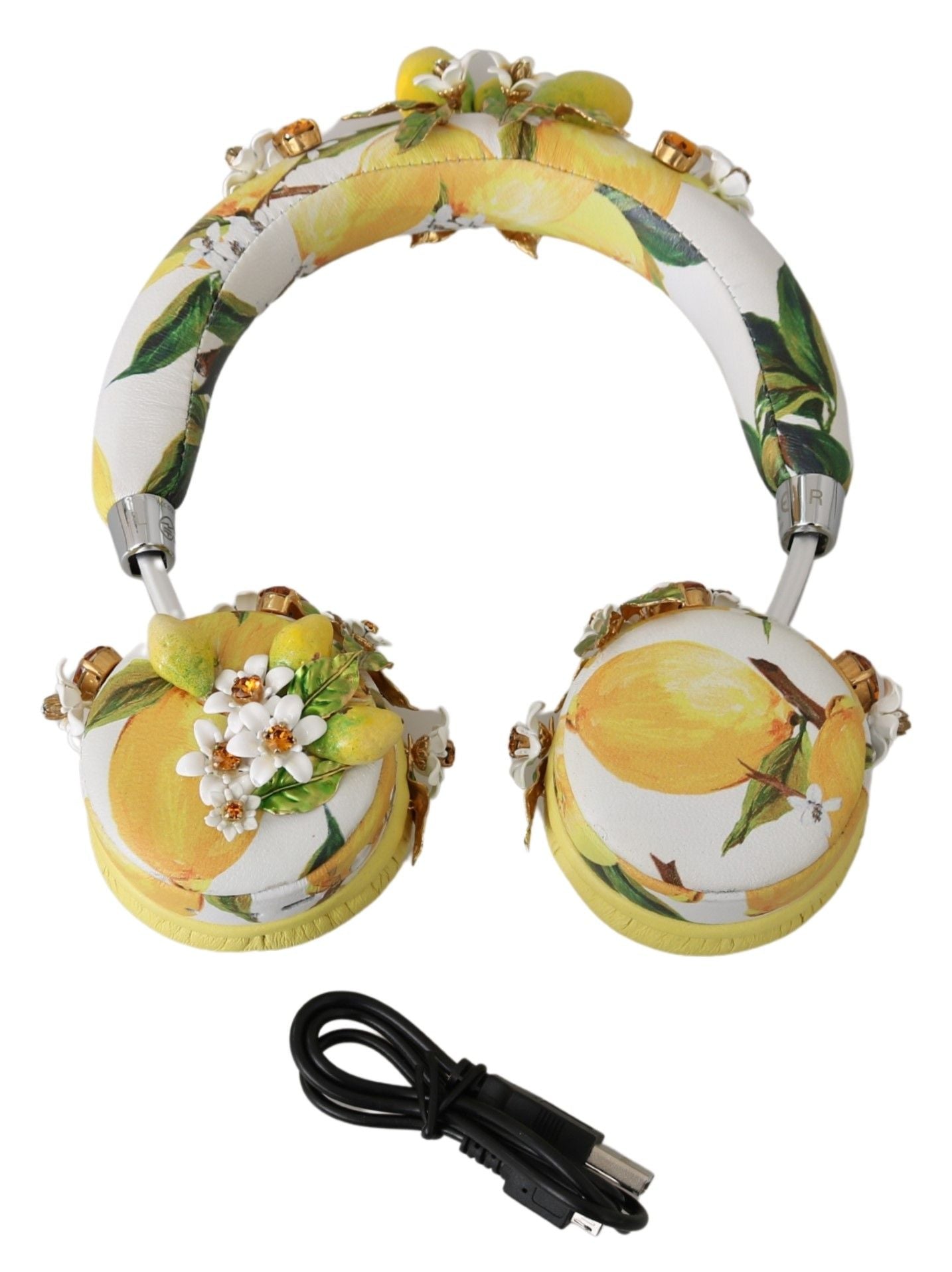 Dolce &amp; Gabbana Glamorous Gold-Embellished Leather Headphones