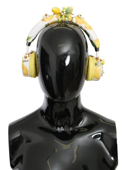 Dolce &amp; Gabbana Glamorous Gold-Embellished Leather Headphones