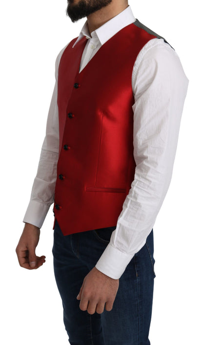 Dolce &amp; Gabbana Ravishing Red Silk Formal Vest