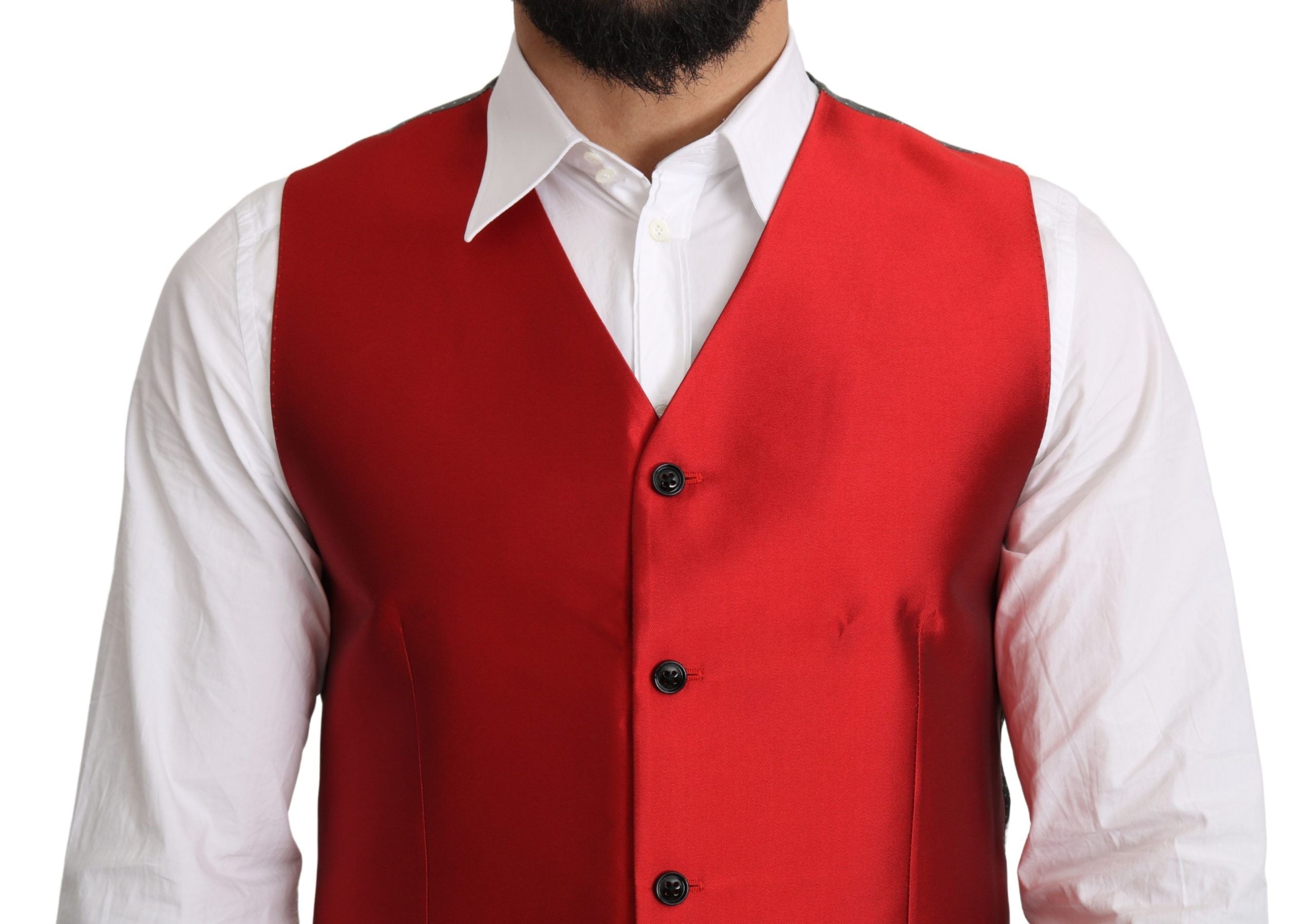 Dolce &amp; Gabbana Ravishing Red Silk Formal Vest