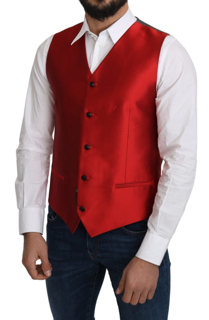 Dolce &amp; Gabbana Ravishing Red Silk Formal Vest