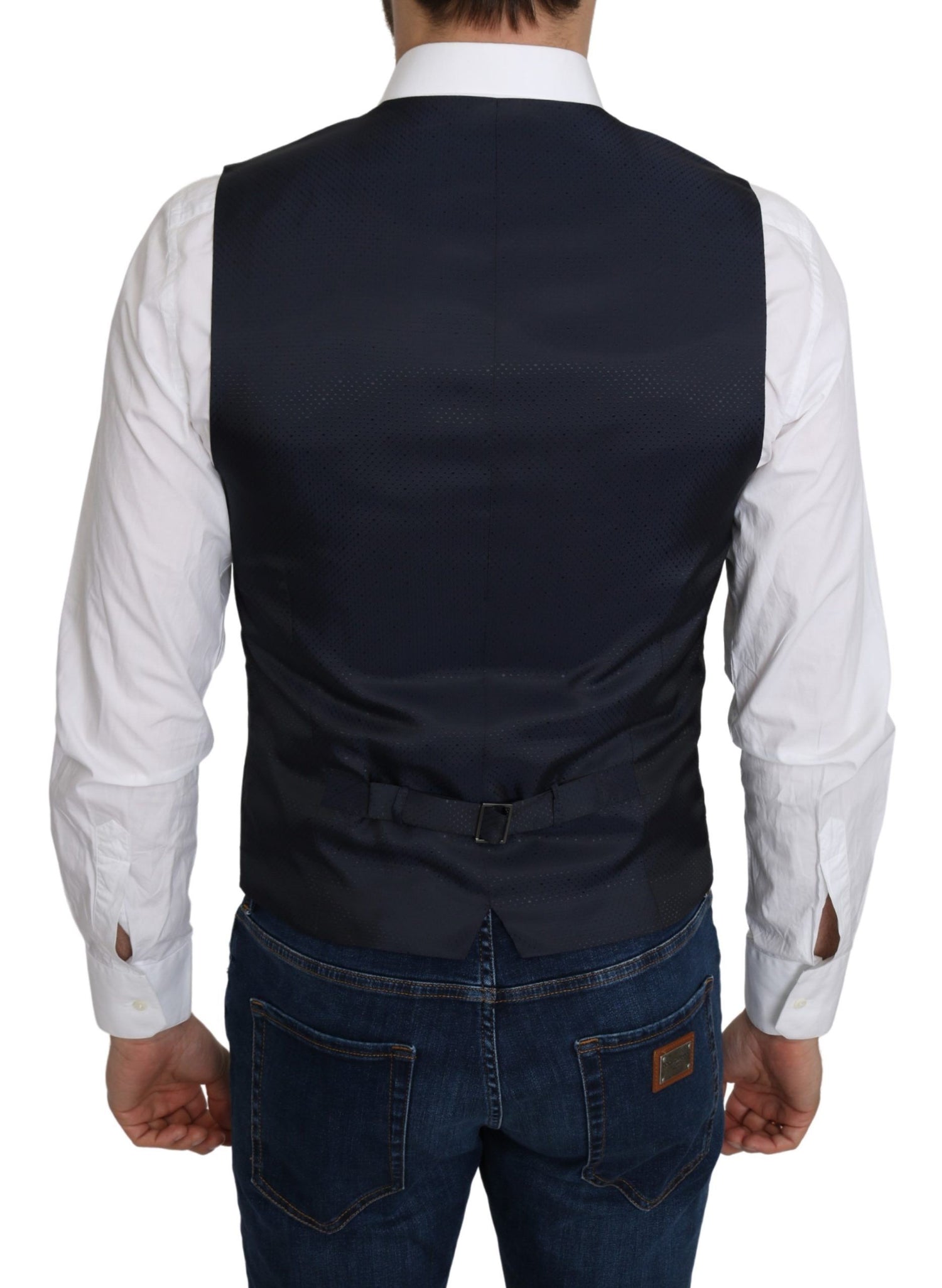 Dolce &amp; Gabbana Elegant Blue Silk-Blend Formal Vest