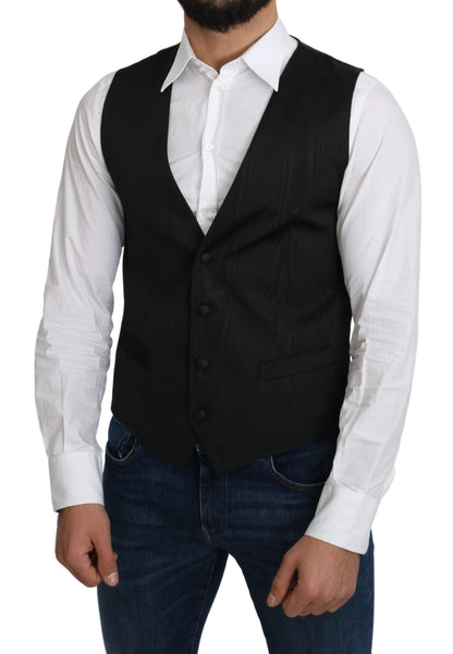 Dolce &amp; Gabbana Elegant Silk Formal Gray Vest