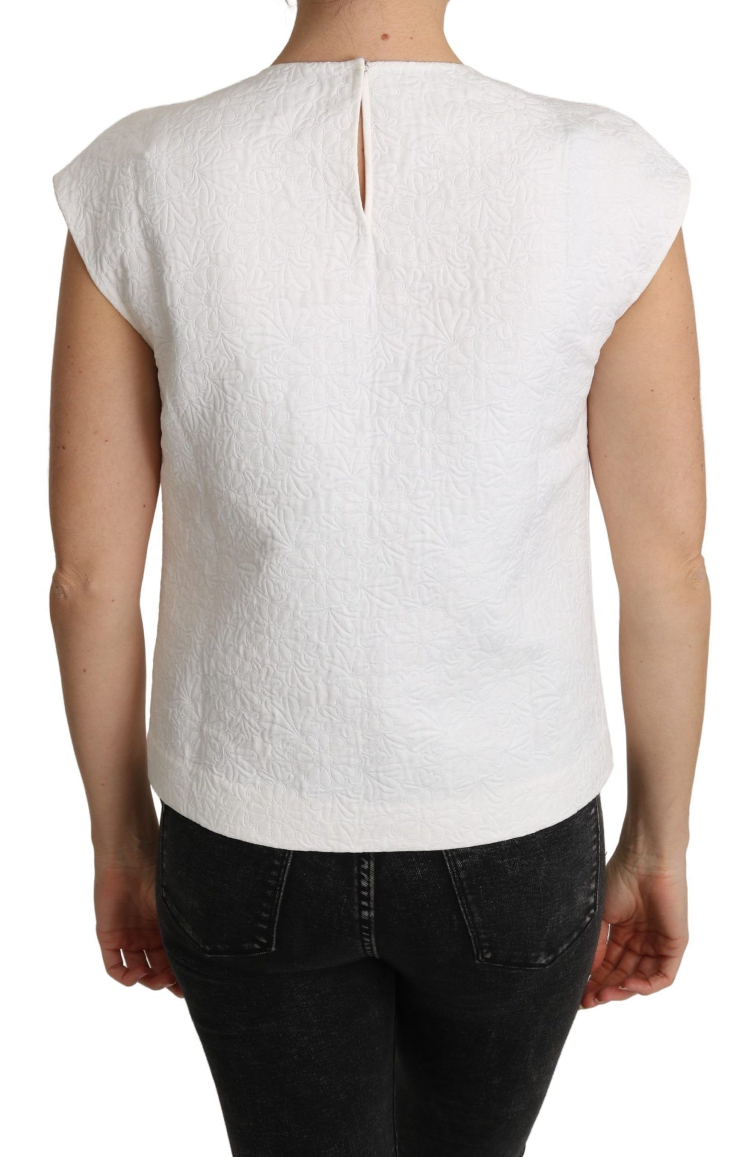 Dolce &amp; Gabbana Elegant White Cotton Blend Blouse