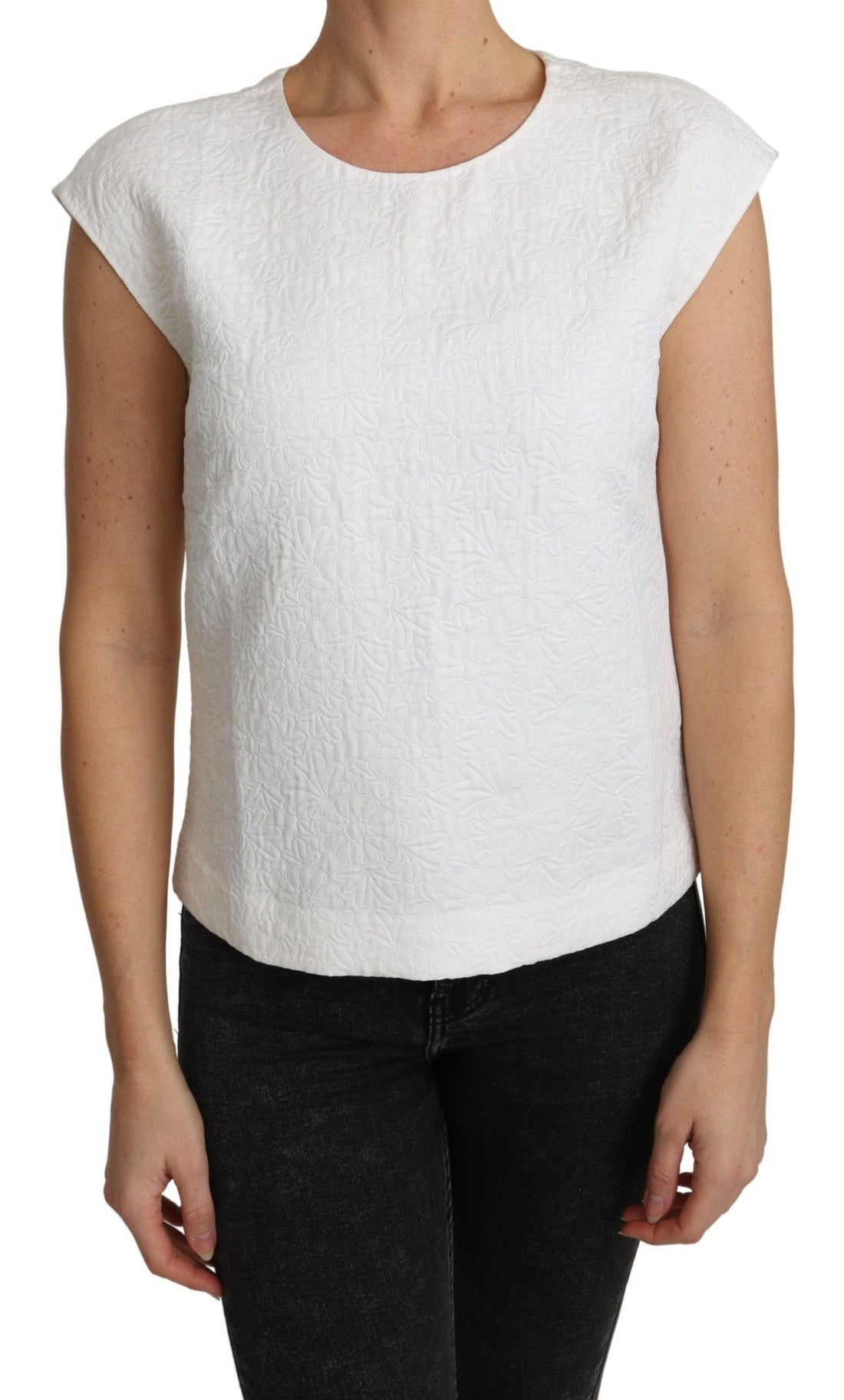 Dolce &amp; Gabbana Elegant White Cotton Blend Blouse