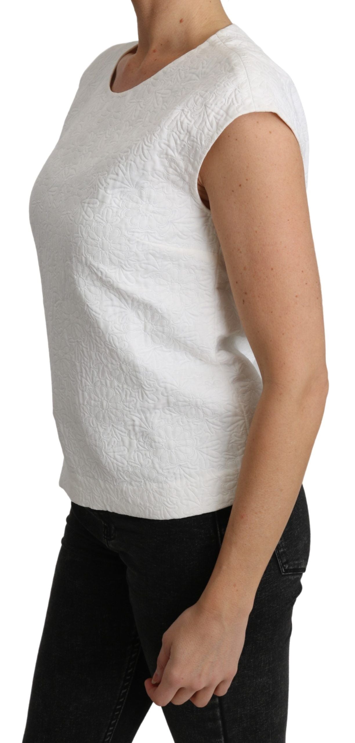 Dolce &amp; Gabbana Elegant White Cotton Blend Blouse